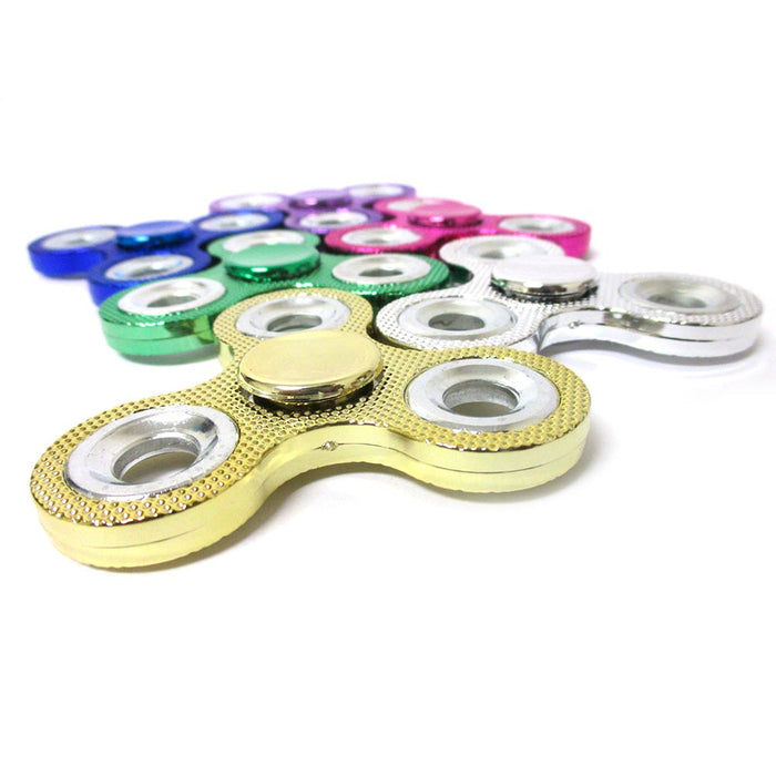 12 Fidget Finger Spinner Tri-Spinner Toy Bling Metal Ball EDC Hand Focus ADHD !