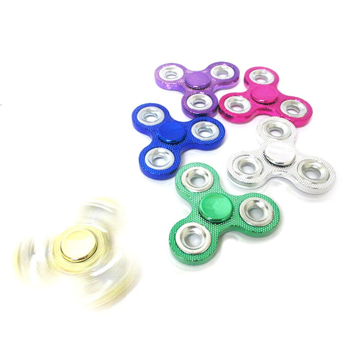 1 Tri-Spinner Fidget Toy Bling Metal Ball EDC Hand Finger Spinner Focus ADHD New