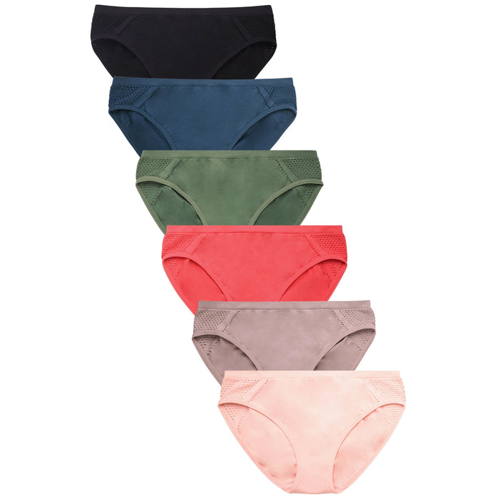 3 Ladies Sexy Underwear Seamless Bikini Panties Mesh Sides Hipster Panty Womens