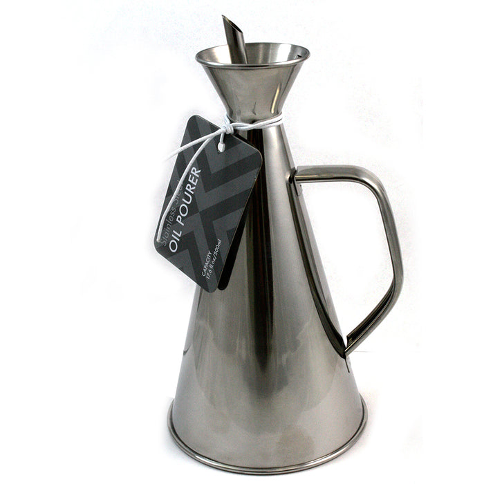 Stainless Steel Oil Pourer Cruet Dispenser 17 Oz Can Drizzler Spout Kitchen Tool