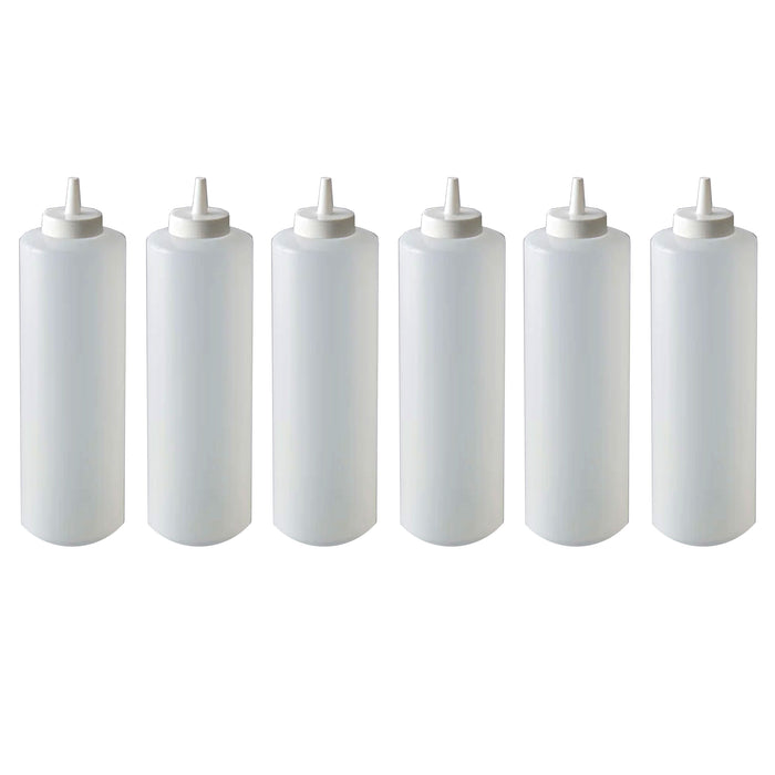 6 X Squeeze Bottle Condiment Dispenser Clear Plastic Ketchup Mustard Sauce 24 Oz
