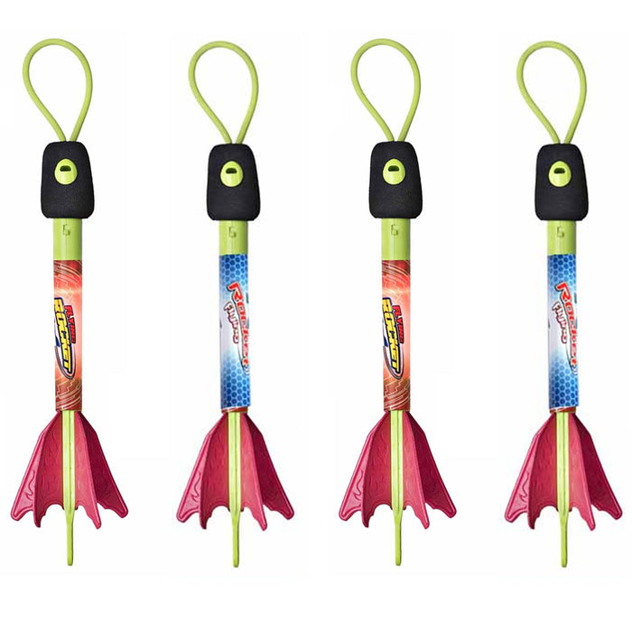 4 Light Up Slingshot Shooting Rocket Copters Sling Shot Fun Foam Finger Rockets