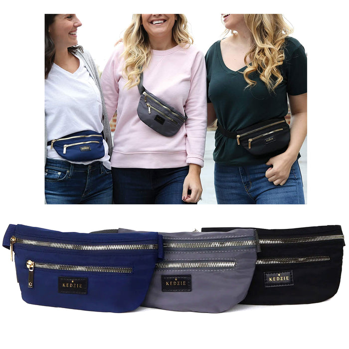 2 Kedzie Fanny Pack Waist Bag Shoulder Hip Money Belt Travel Pouch 2 Pockets New
