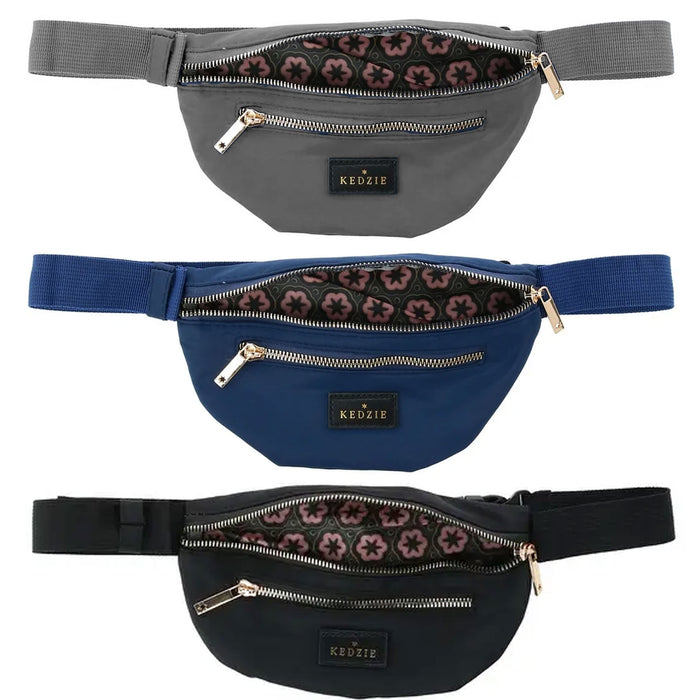 1 Kedzie Fanny Pack Waist Bag Shoulder Hip Money Belt Travel Pouch 2 Pockets New