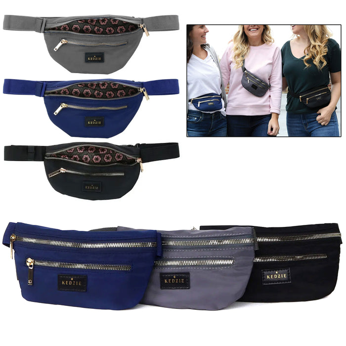 2 Kedzie Fanny Pack Waist Bag Shoulder Hip Money Belt Travel Pouch 2 Pockets New