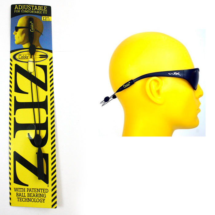 CABLZ Sunglasses Glasses Holder ZIPZ Black 12" Adjustable Eyewear Retainer Sport