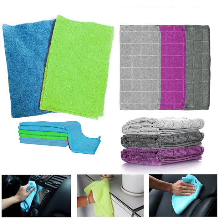 3 Microfiber Cleaning Towels Polishing Cloths Wash Dry Rag Auto Car Home 35X35cm