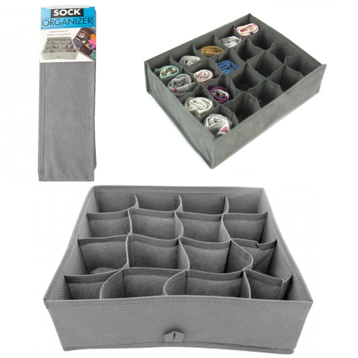 1 Drawer Organizer 16 Section Socks Underwear Closet Home Storage Box Case Folds