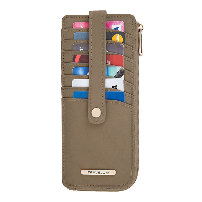 1 Travelon Womens Wallet RFID Blocking Slim Zip Card ID Window Organizer Beige