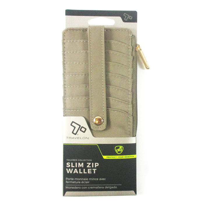 1 Travelon Womens Wallet RFID Blocking Slim Zip Card ID Window Organizer Beige
