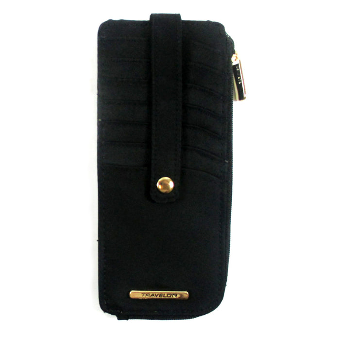 1 Travelon RFID Blocking Slim Zip Wallet Womens Card ID Window Organizer Black