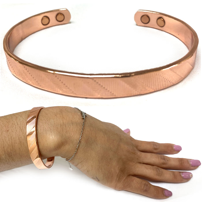 3 Pure Copper Solid Magnetic Cuff Bracelet Therapy Arthritis Pain Relief Bangle