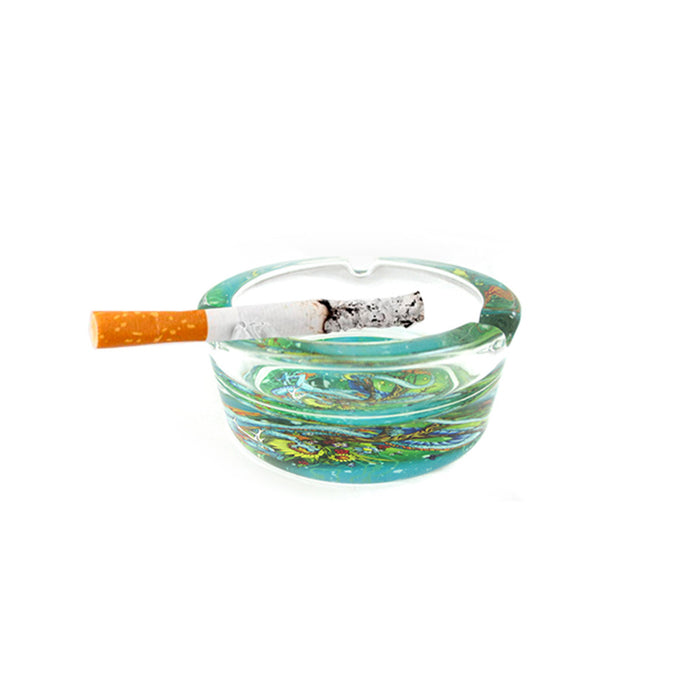 3 Clear Glass Tattoo Ashtray Skull Love Hate Design Smoking Cigarette Home Gift