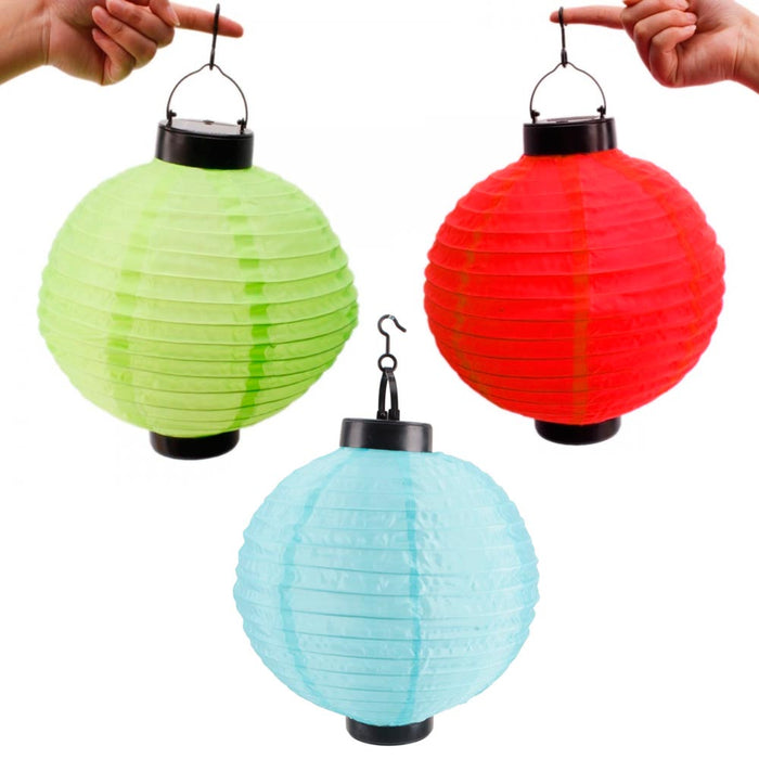 6 x Solar LED Chinese Paper Lanterns Party Round 10" Garden Wedding Decoration