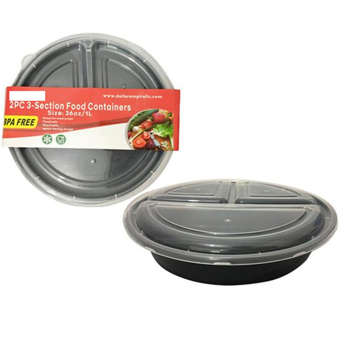 12 X Food Storage Containers Meal Prep 3 Section Divided Plates W/ Lids BPA Free