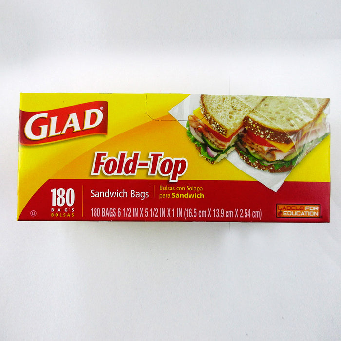 360 Pc Glad Fold Top Sandwich Bags Snacks School Lunch Travel Camp Storage New !