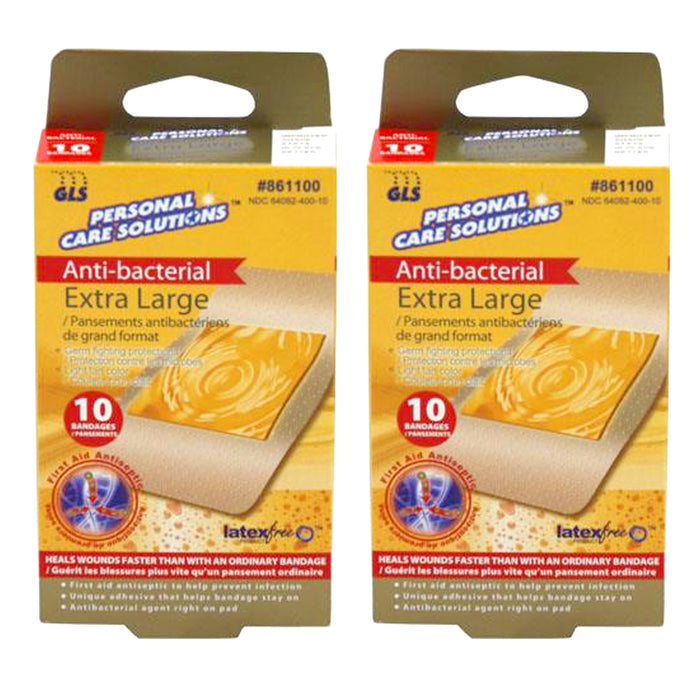 20 Ct Extra Large Antibacterial Bandages Heal Wounds Cut Latex Free Adhesive 4"