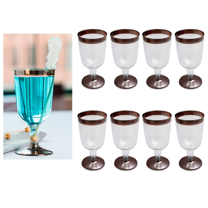 8pc Plastic Champagne Wine Flute Disposable Glasses 6oz Wedding Party Bronze New