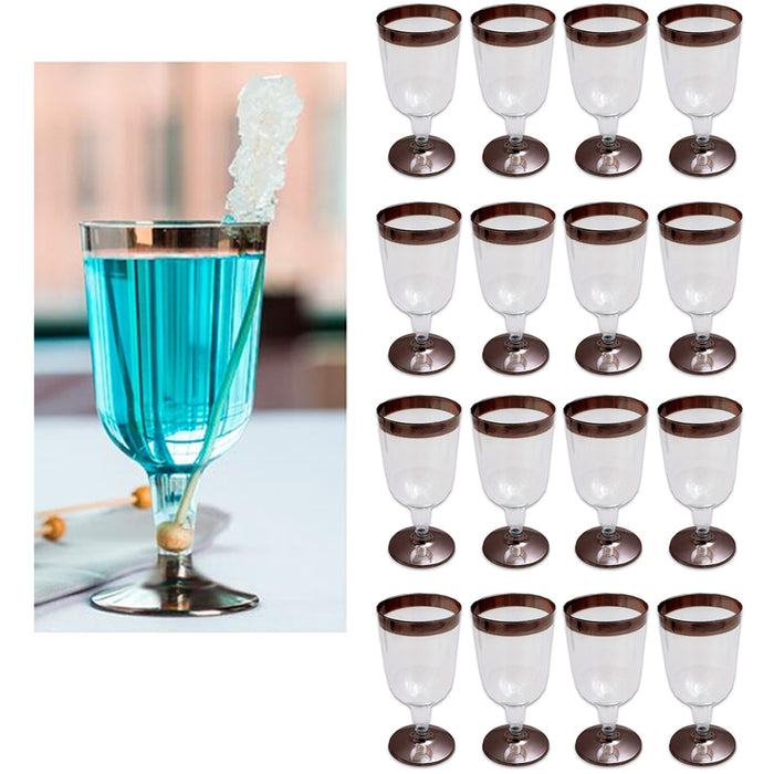 16 Pc Plastic Champagne Wine Flute Disposable Glasses 6oz Wedding Party Bronze
