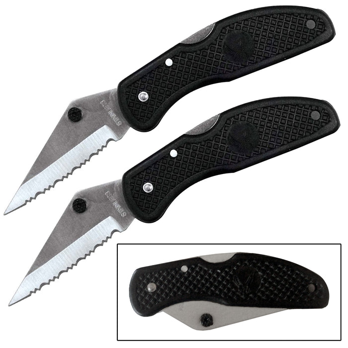 2 Pc Utility Folding Pocket Knife 4" Locking Survival Razor Serrated Blade Clip