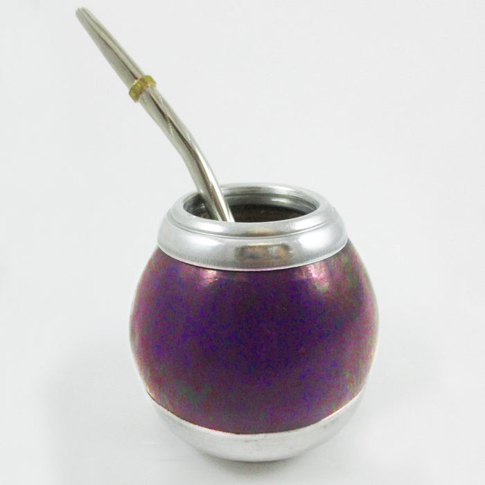 ARGENTINA MATE GOURD CUP YERBA TEA WITH STRAW BOMBILLA ARTISAN HANDMADE NEW 9518