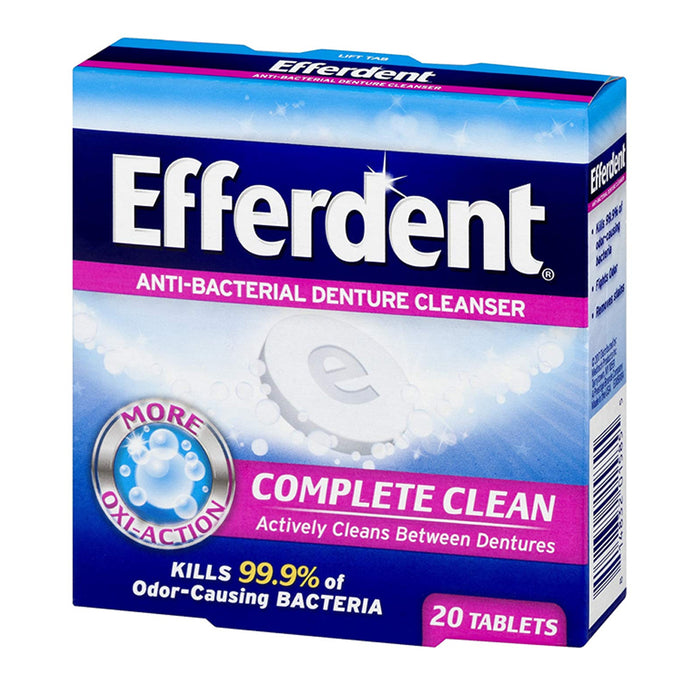 80 Ct Efferdent Denture Cleanser Tablets Antibacterial Whitening Complete Clean