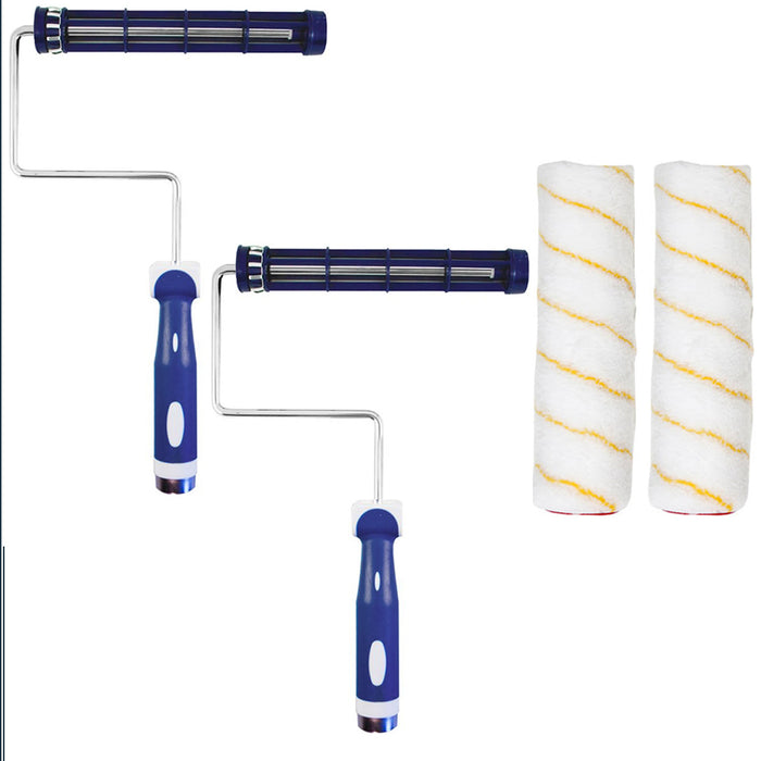 2 X Paint Roller Brush Plastic 9" Handle Painting Painter Supplies Metal Tool
