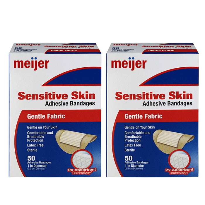100 Count Bandage Bandages Cut Adhesive Fabric Spot Round Medical 1" Latex Free