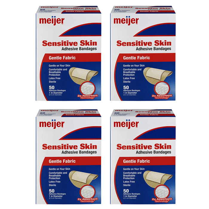 200 Round Adhesive Bandage Bands Cut Fabric Spot Medical 1" Latex Free Box Safe