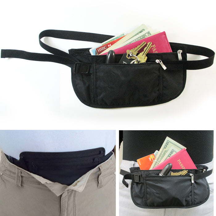 Travel Money Belt RFID Security Wallet Waist Pack Hidden Pocket Safe Pouch Black