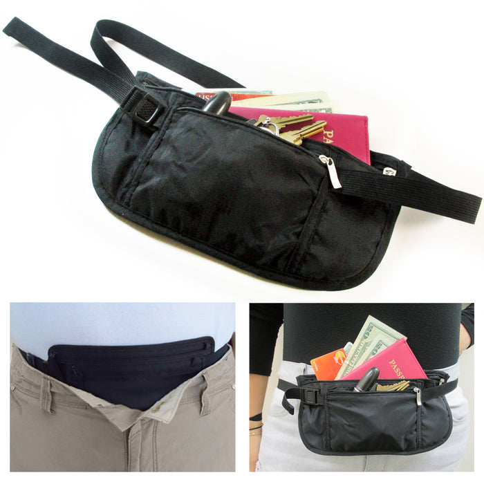 Travel Money Belt RFID Security Wallet Waist Pack Hidden Pocket Safe Pouch Black