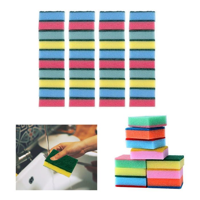 40 Sponge Scouring Pads Kitchen Dishes Cleaner Scour Scrub Cleanning Wholesale !