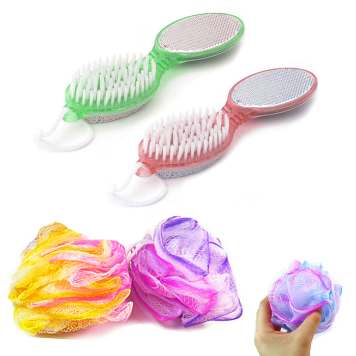 2 Pack Bath Shower Mesh Scrub Sponge Exfoliating Body Wash Nylon Puff Scrub Wash