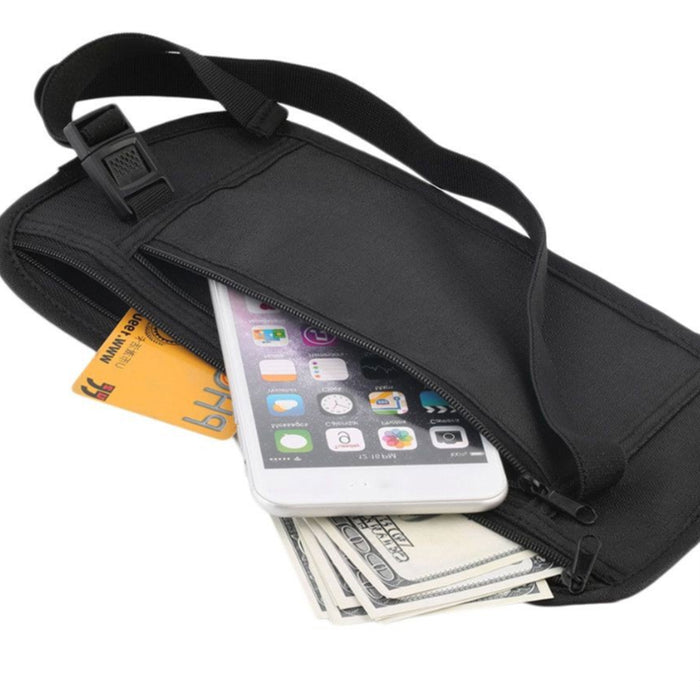 1 Waist Belt Bag Travel Pouch Hidden ID Passport Security Money Compact Black