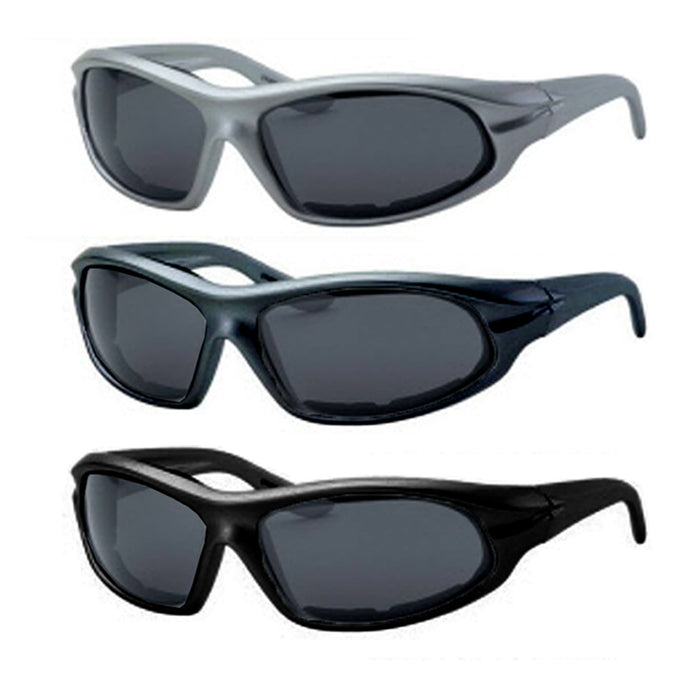 2Pc Choppers Sport Wind Resistant Padded Motorcycle Biker Sunglasses Men Women