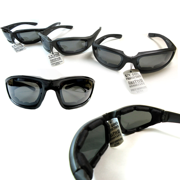 2Pc Choppers Sport Wind Resistant Padded Motorcycle Biker Sunglasses Men Women