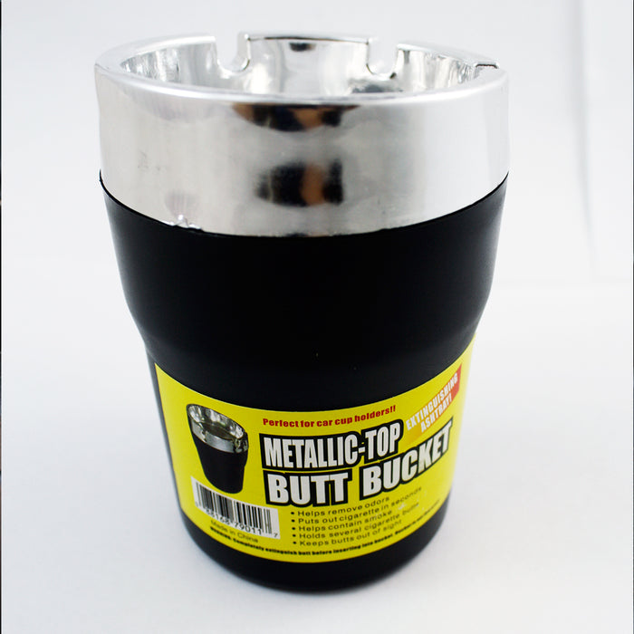 Metallic Top Butt Bucket Car Cigarette Ashtray Extinguish Odor Remover Container