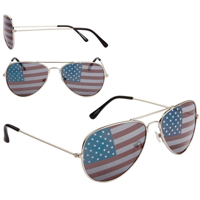 3 PC US Pilot USA American Flag Sunglasses United States Stars Patriotic Pouch