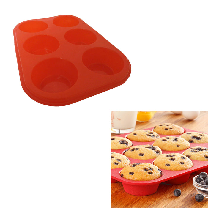 3 Pack 6 Cups Silicone Muffin Pan Cupcake Baking Mold Non Stick Tray Food Grade