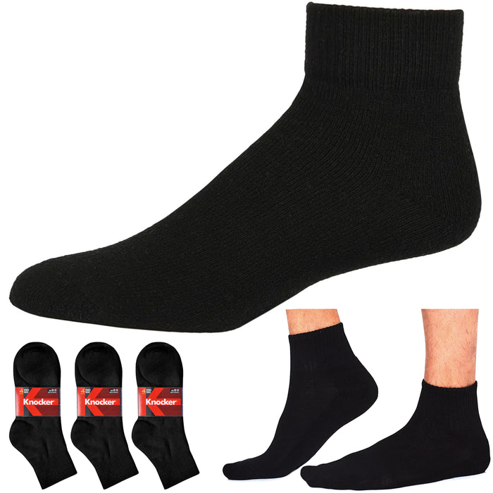 12 Pairs Men Cotton Sports Socks Athletic Ankle Quarter Low Cut Crew Black 10-13