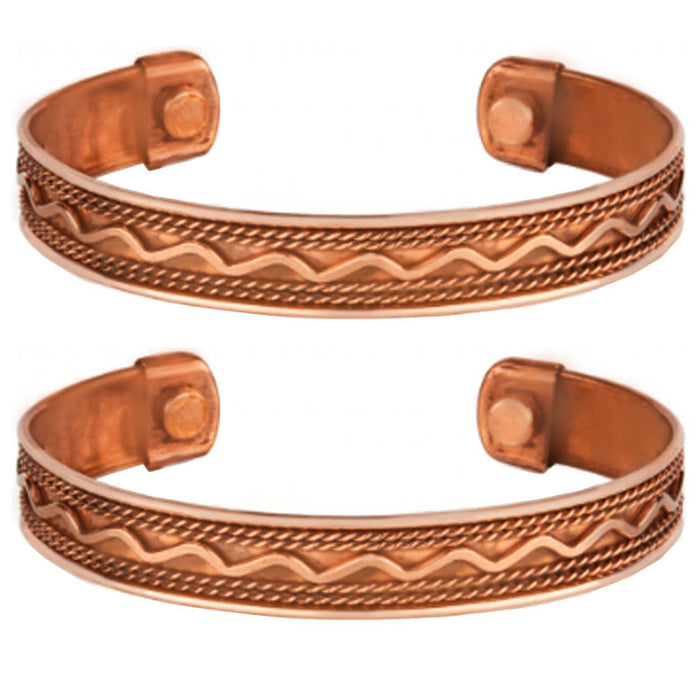 2 Solid 100% Pure Copper Magnetic Cuff Bracelet Joint Pain Relief Healing Energy