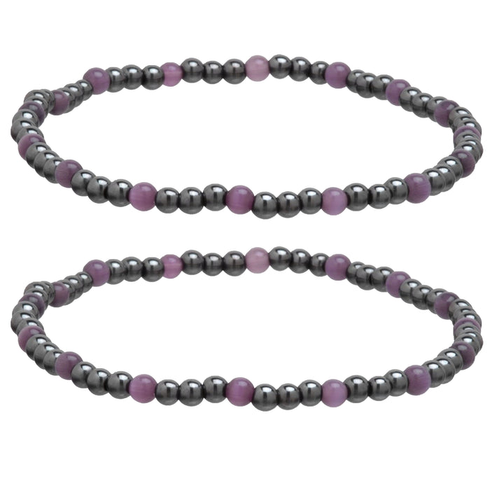 2 X Amethyst Anklet Magnetic Therapy Ankle Bracelets Healing Lymphatic Drainage