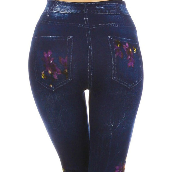 1 Women Casual Skinny Leggings Stretchy Jeans Pants Pencil Jeggings Floral Print