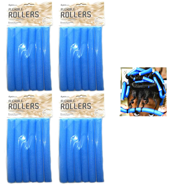 24 Hair Rollers Perm Rods Flexi Curlers Soft Foam Bend Curls Tool Salon Styling