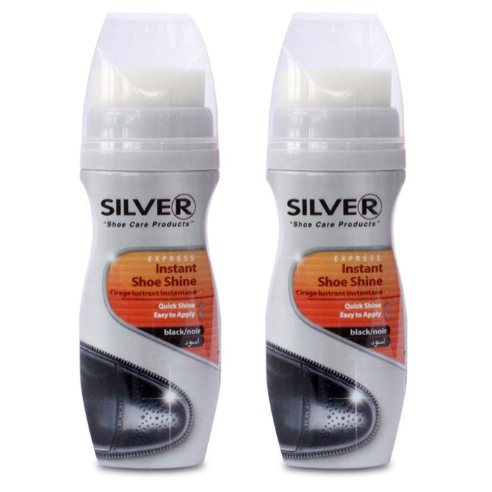 2 Black Shoe Polish Liquid Leather Instant Self Shine Boot Cream Wax 75ml 2.5oz