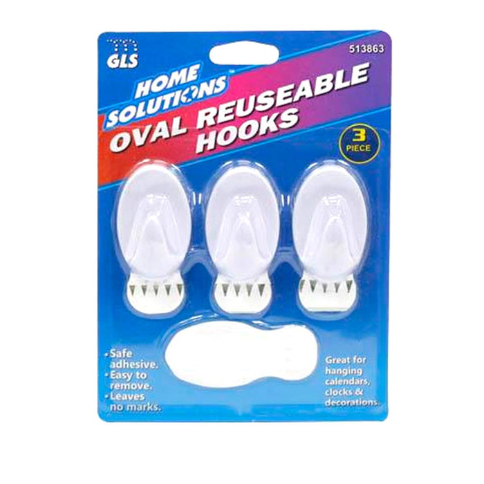 6 x Removable Hooks Wall Mount Strong Adhesive Door Holder Sticky Kitchen House