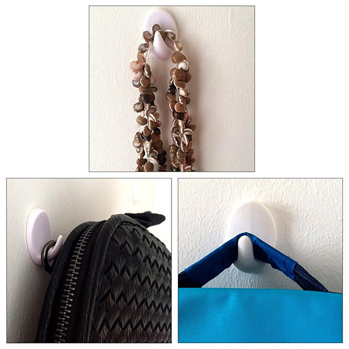 6 x Removable Hooks Wall Mount Strong Adhesive Door Holder Sticky Kitchen House