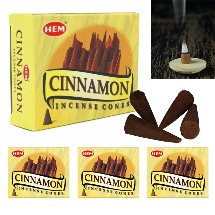 40 Ct Hem Cinnamon Incense Cones Hand Rolled Backflow Smoke Natural Aromatherapy