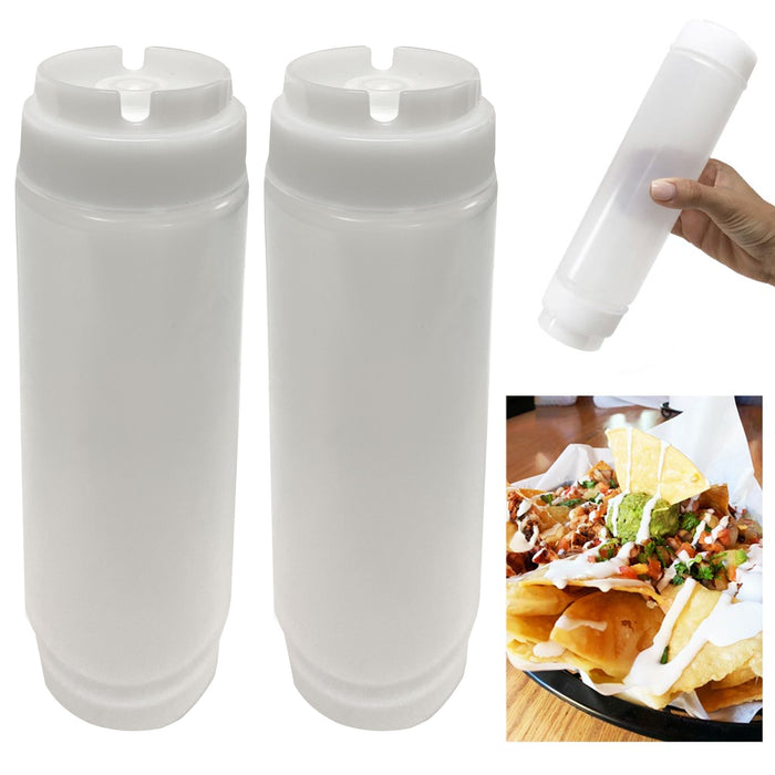 2 Pc FIFO 16 Oz Clear Squeeze Bottle Dispensing Valve Condiments Dressing Oil