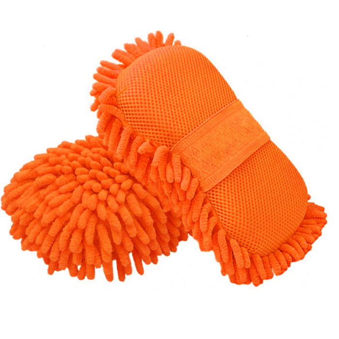 2 Pc Microfiber Chenille Car Wash Sponge Auto Care Brush Pad Cleaning Tools
